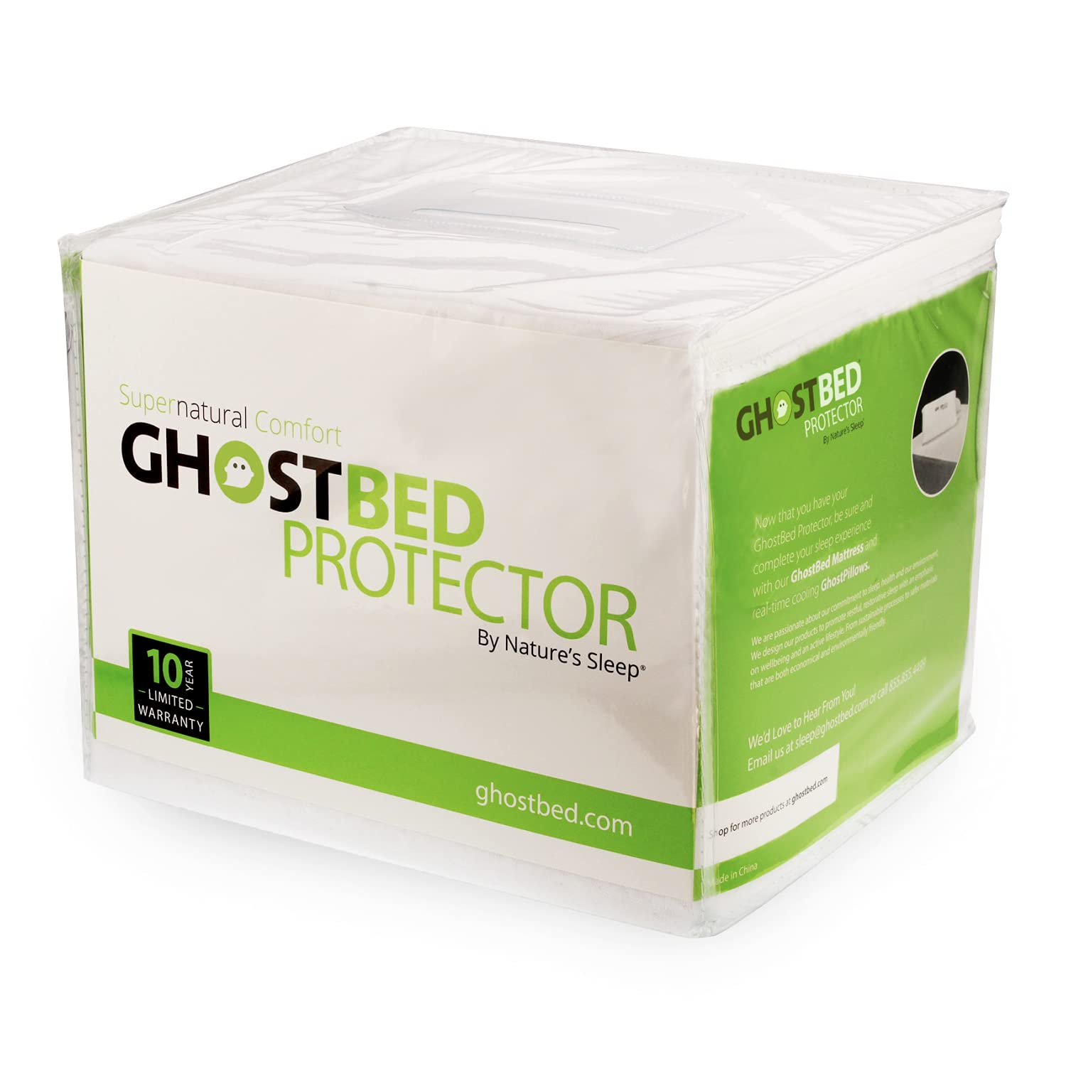 Ghostbed Waterproof Mattress Protector & Cover - Noiseless, Lightweight, Breathable & Plastic-Free - Twin White