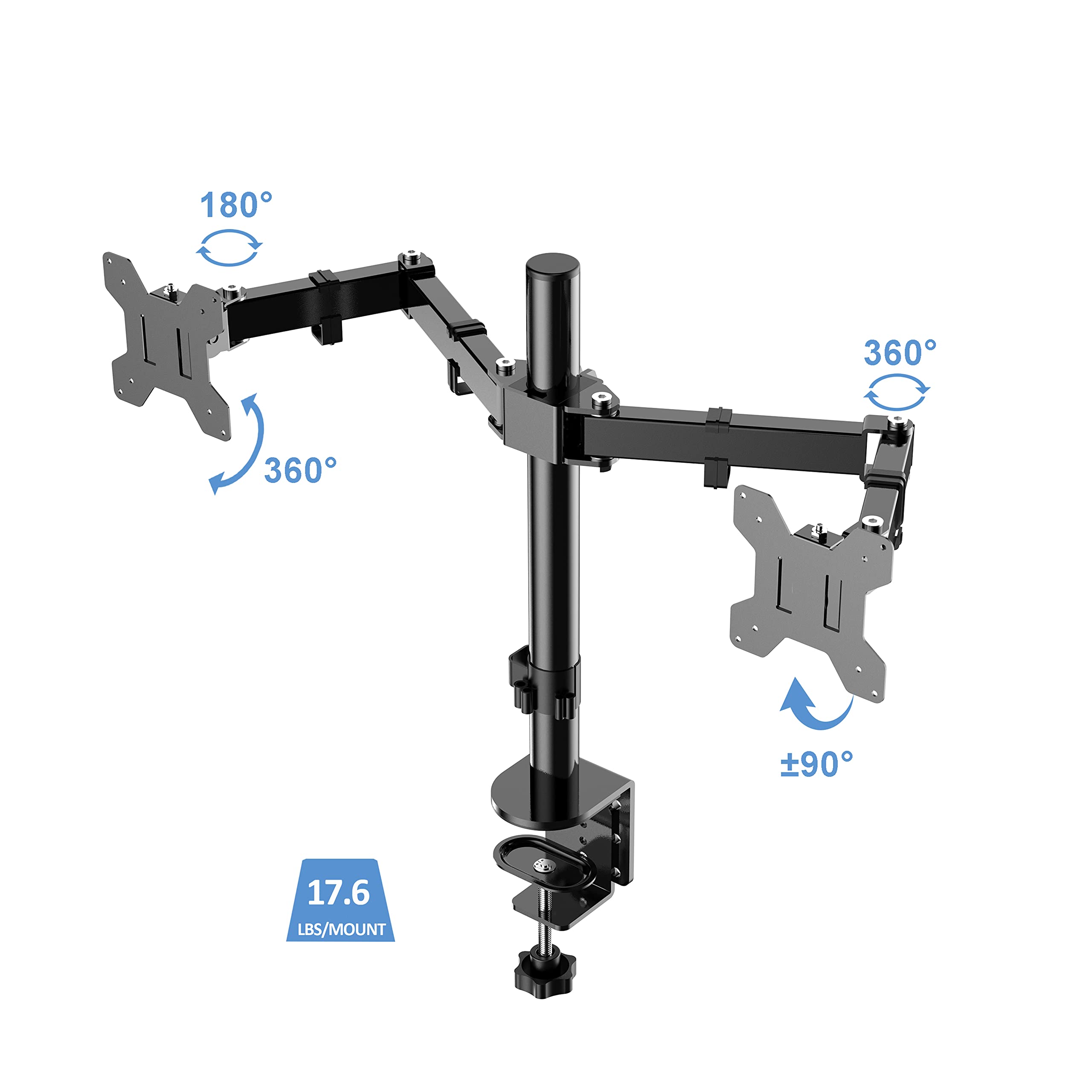Rocelco 46" Large Height Adjustable Standing Desk Converter with Double Monitor Mount BUNDLE - Quick Sit Stand Up Computer Workstation Riser - Retractable Keyboard Tray - White (R DADRW-46-DM2)