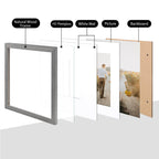 Kinlink Square 8X8 Picture Frames Grey, Solid Wood Frames With Acrylic Plexiglass For Pictures 4X4/6X6 With Mat Tabletop And Wal