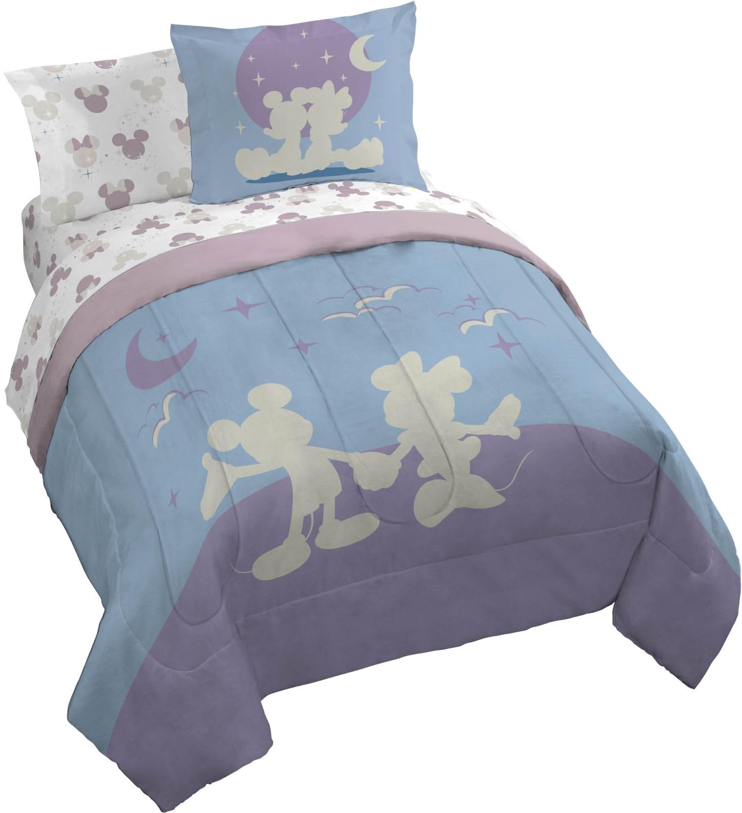 Jay Franco Disney Mickey Mouse & Minnie Mouse Queen Size Comforter Set - 7 Piece Bedding Includes Sheet Set & Pillow Covers - Su