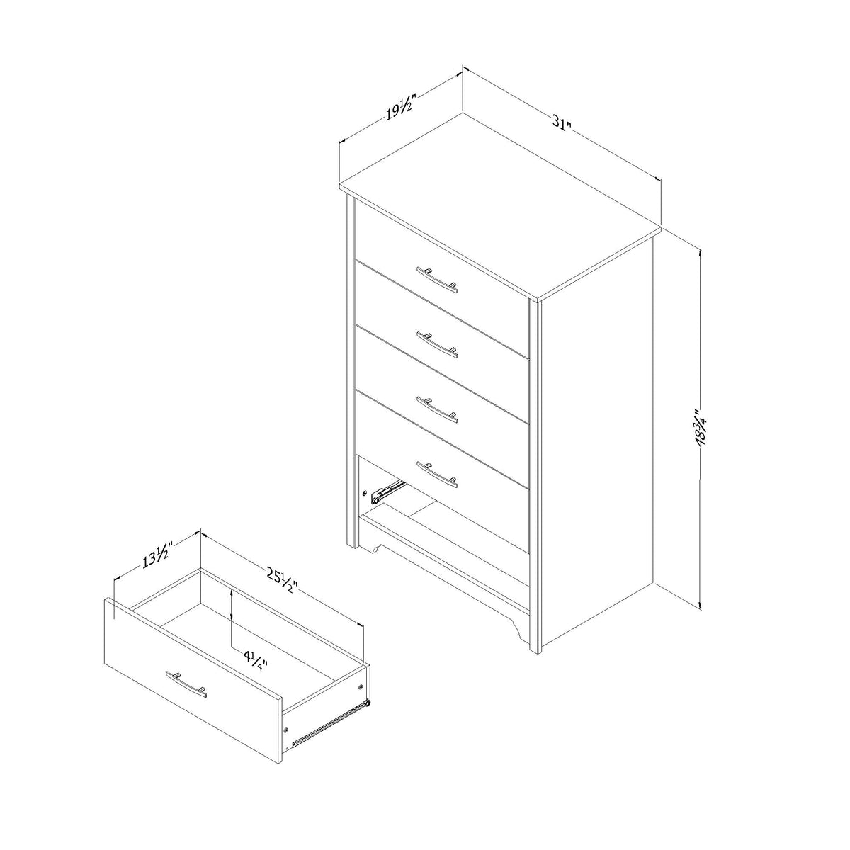 South Shore Fusion 5-Drawer Chest, Bleached Oak