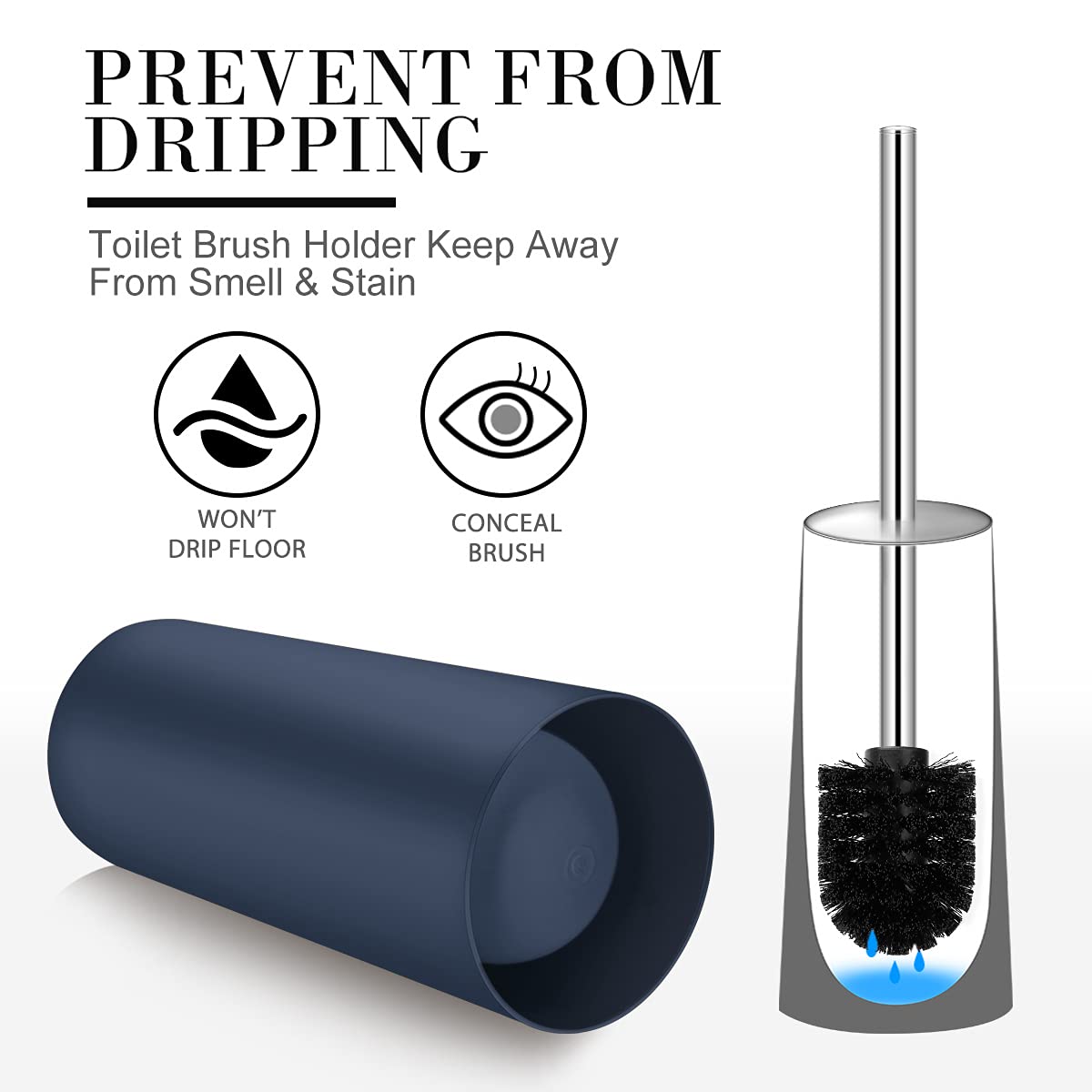 Ixo Toilet Brush And Holder, 2 Pack Toilet Brush With 304 Stainless Steel Long Handle, Toilet Bowl Brush For Bathroom Toilet-Erg