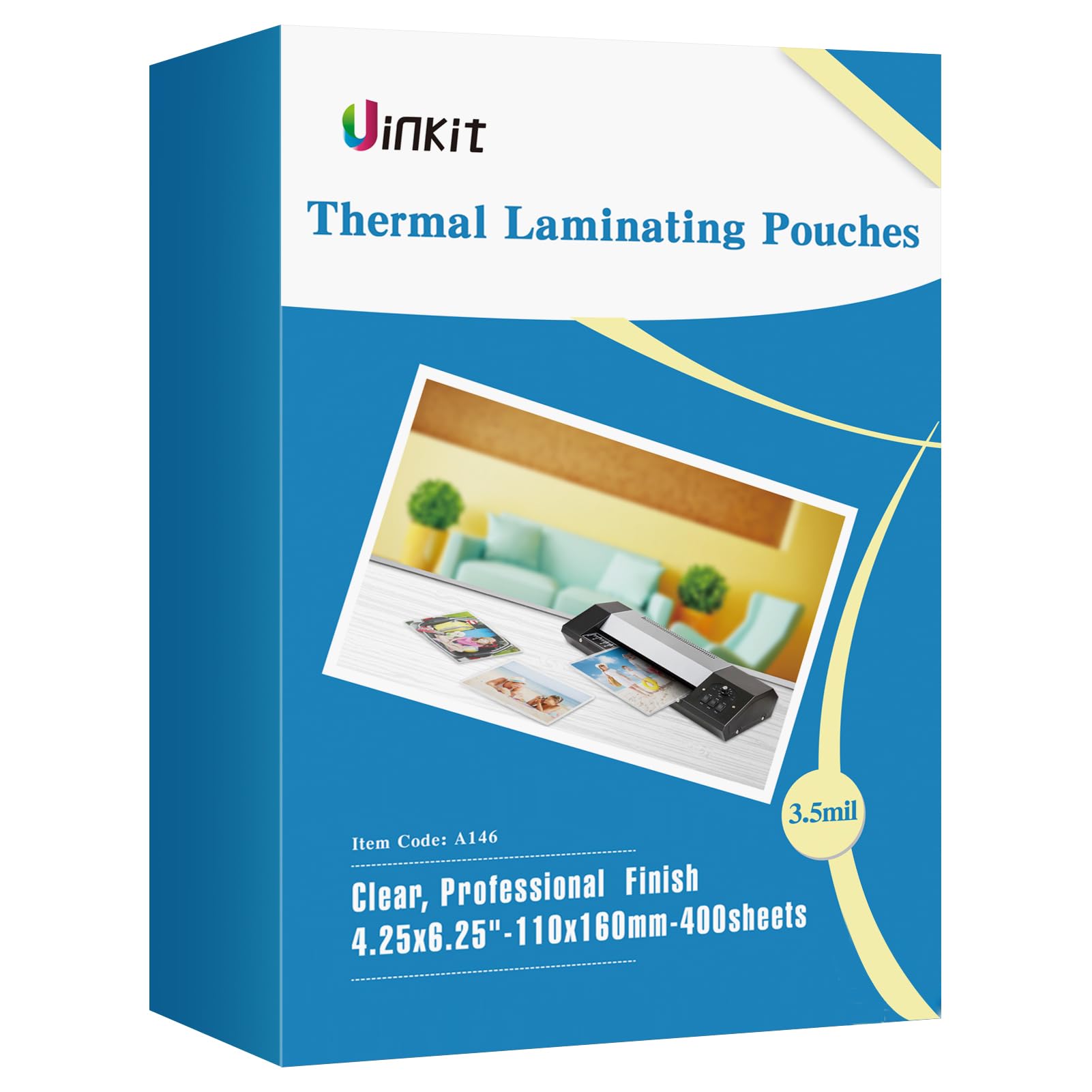 Uinkit 400 Pack Thermal Laminating Pouches 4X6 Inches 3.5Mil Thickness Laminating Sheets For Sealed Photo Business Card,4.25X6.2