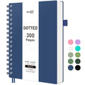 Rettacy Bullet Dotted Journal, A5 Spiral Dotted Notebook With 300 Pages, 5.7'    8.2', Medium Size, 100 Gsm Thick Paper, Flexi