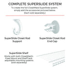 Closetmaid 2050 Superslide Adjustable Hanging Closet Rod, 2' To 4', White
