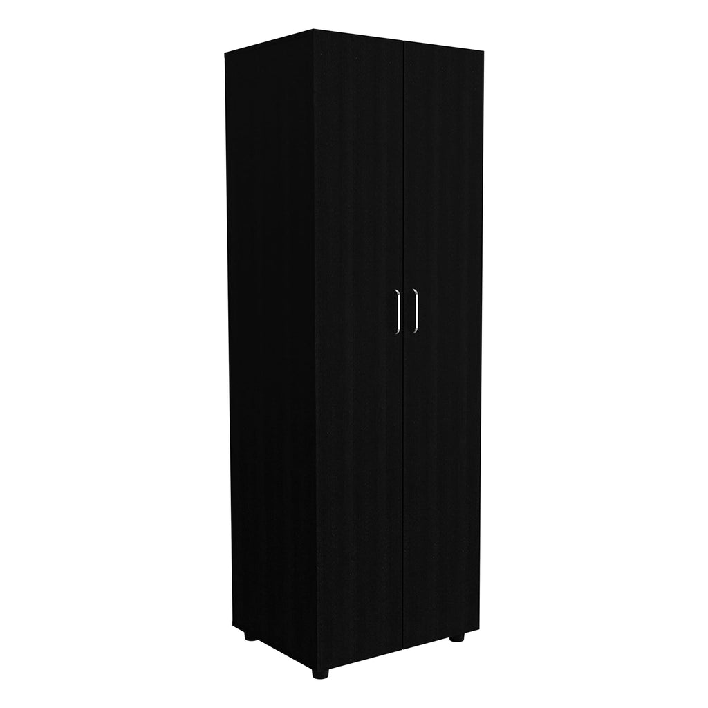 Deering 3 Piece Bedroom Set, Armoire + Nightstand + Nightstand, Black/Pine