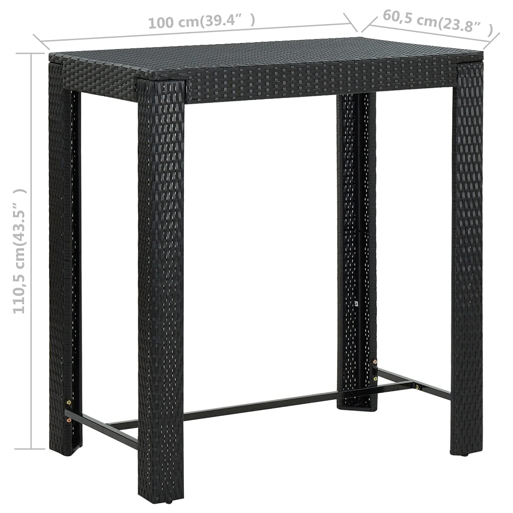 vidaXL Patio Bar Set with Cushions 7 Piece Garden Outdoor Bar Sets Dinner Bistro Dining Table Chair Stool Pub Furniture Seating Poly Rattan Black