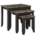 Monarch Specialties I 3Piece Nesting, Table Set, Marble Look Top Tan/Cappuccino