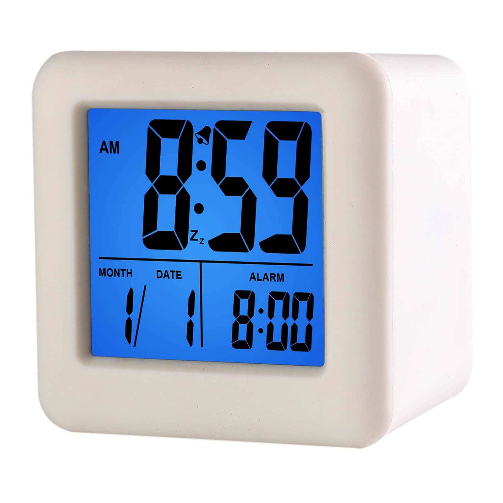 Plumeet Easy to Set Digital Travel Alarm Clock, Snooze Function, Soft Night Light, Large Screen time and Month and Date Display 