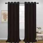Easy-Going Blackout Curtains For Bedroom, Solid Thermal Insulated Grommet And Noise Reduction Window Drapes, Room Darkening Curtains For Living Room, 2 Panels(52X108 In,Dark Brown)