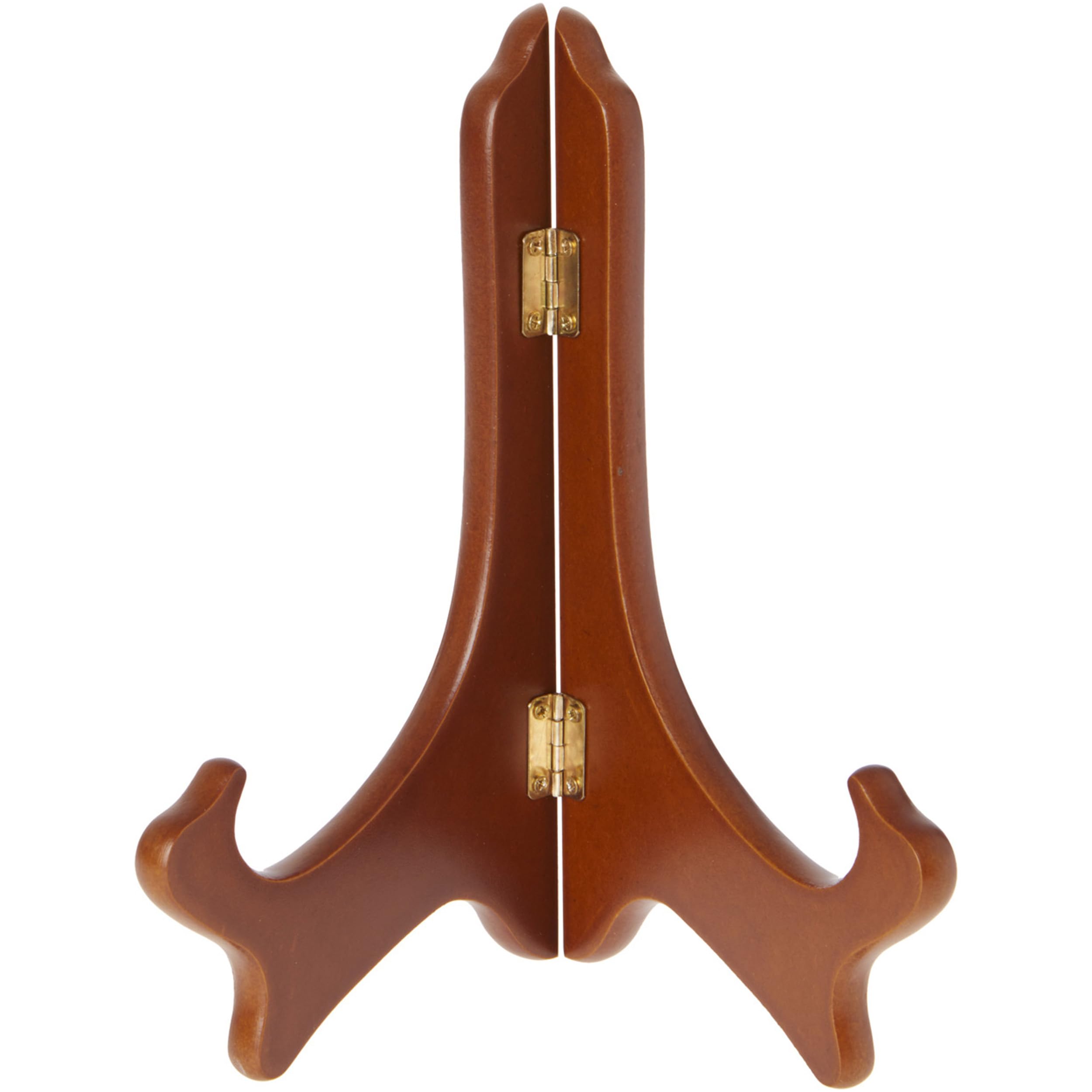 Bard's Hinged Walnut MDF Wood Plate Stand, 8'' H x 7'' W x 4.75'' D (For 8'' - 10'' Plates)