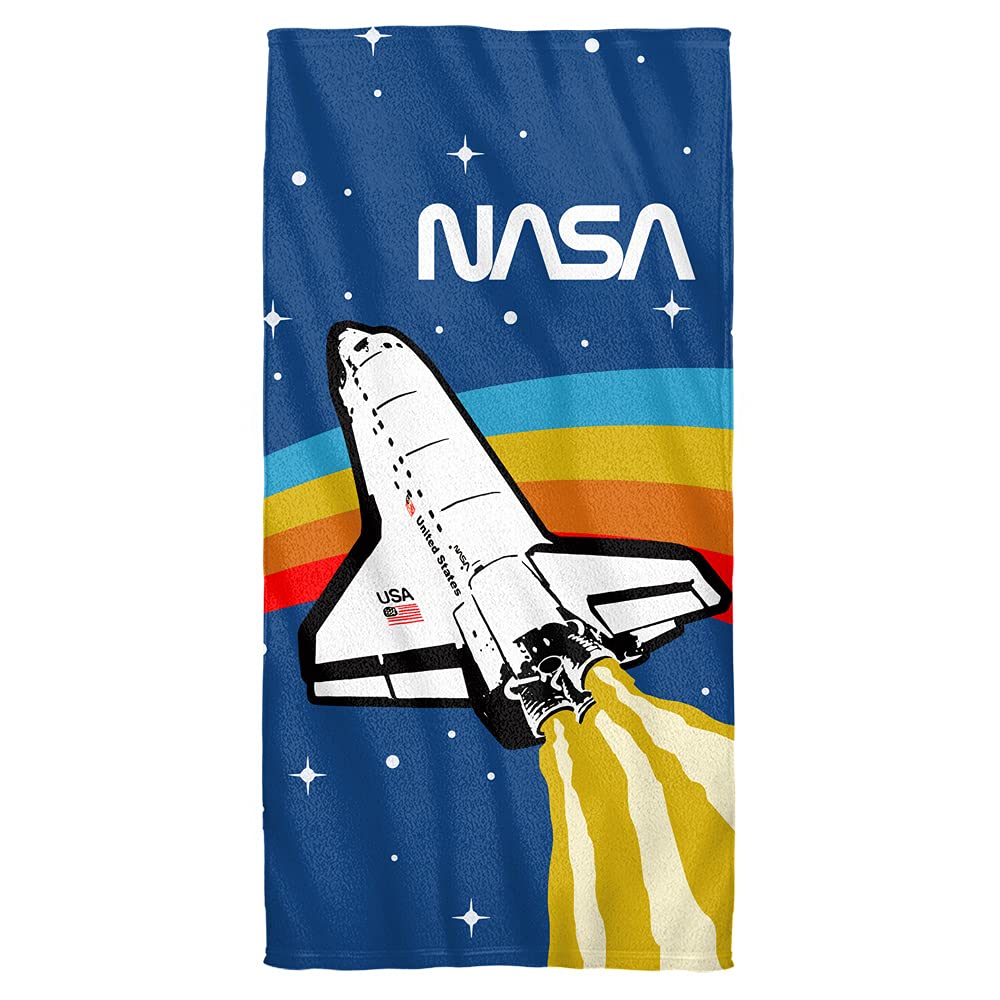 LOGOVISION NASA Logo Over Space Shuttle with Rainbow Officially Licensed Beach Towel 30 X 60