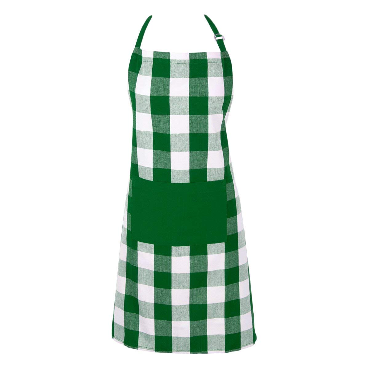 DII Unisex Buffalo Check Kitchen Collection, Classic Farmhouse Chef Apron, One Size, Green & White
