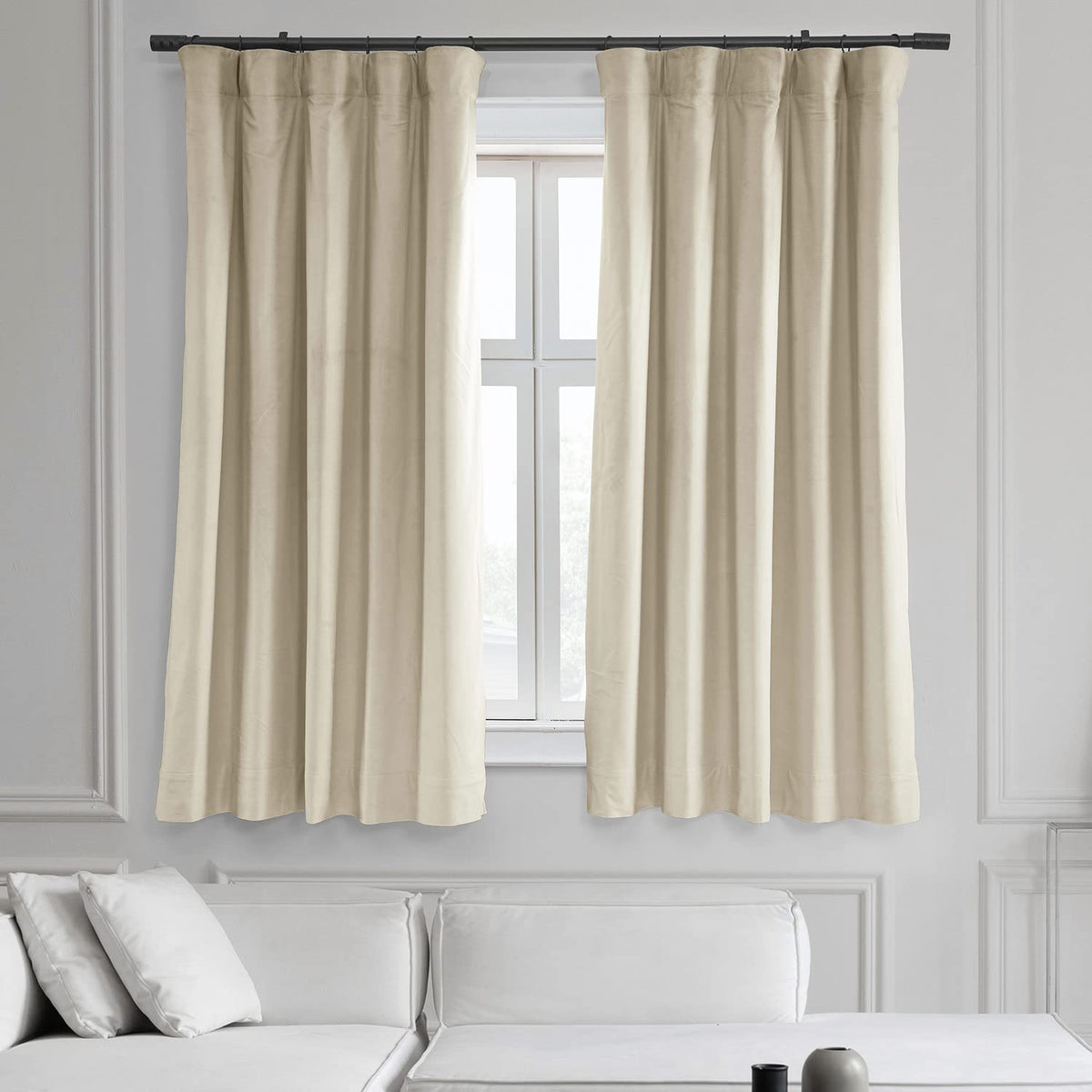 Hpd Half Price Drapes Signature Velvet Thermal Blackout Curtains For Living Room 63 Inch Long (1 Panel) Rod Pocket Insulated Blackout Curtains For Bedroom Window Curtains, 50W X 63L, Alabaster Beige
