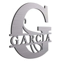JASS GRAPHIX Garcia 12 Brushed Aluminum Monogrammed Sign Door Wall Decor Last Name Signs for Home