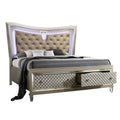 Best Quality Furniture Venetian 3Pc (Eastern King Bed And Vanity Set), Champagne