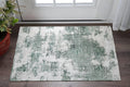 2' X 3' Green And White Abstract Hand Tufted Area Rug