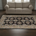 5' X 8' Brown Tan And Orange Floral Hand Tufted Area Rug