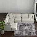 7' X 10' Gray Black And Taupe Abstract Distressed Area Rug