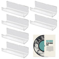 6pcs Vinyl Record Wall Mount, Acrylic Album Display Holder Stand Racks With No Drill Adhesive Tape for Covers (Clear)