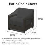 Easy-Going Waterproof Patio Chair Cover Uv Resistant Outdoor Chair Cover Weatherproof Lawn Patio Furniture Cover With Tape Sealed Seam (2 Pack-33Wx34Dx31H Inch, Black)