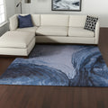 9' X 12' Blue Black And Gray Abstract Hand Tufted Area Rug