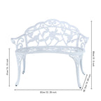 Jardin De Centennial Patio Garden Bench Metal Park Bench Cast Aluminum Outdoor Furniture With Floral Rose For Patio,Park,Lawn,Yard (White)