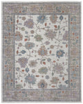 8' X 10' Ivory Brown And Blue Floral Distressed Area Rug