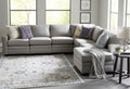 12' X 15' Gray Blue And Taupe Floral Distressed Area Rug