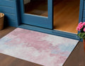 3 X 5 Blush Ivory And Blue Abstract Washable Indoor Outdoor Area Rug