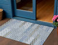 3 X 5 Denim Blue Gray And Ivory Floral Washable Indoor Outdoor Area Rug