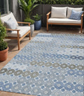 5 X 8 Denim Blue Gray And Ivory Floral Washable Indoor Outdoor Area Rug
