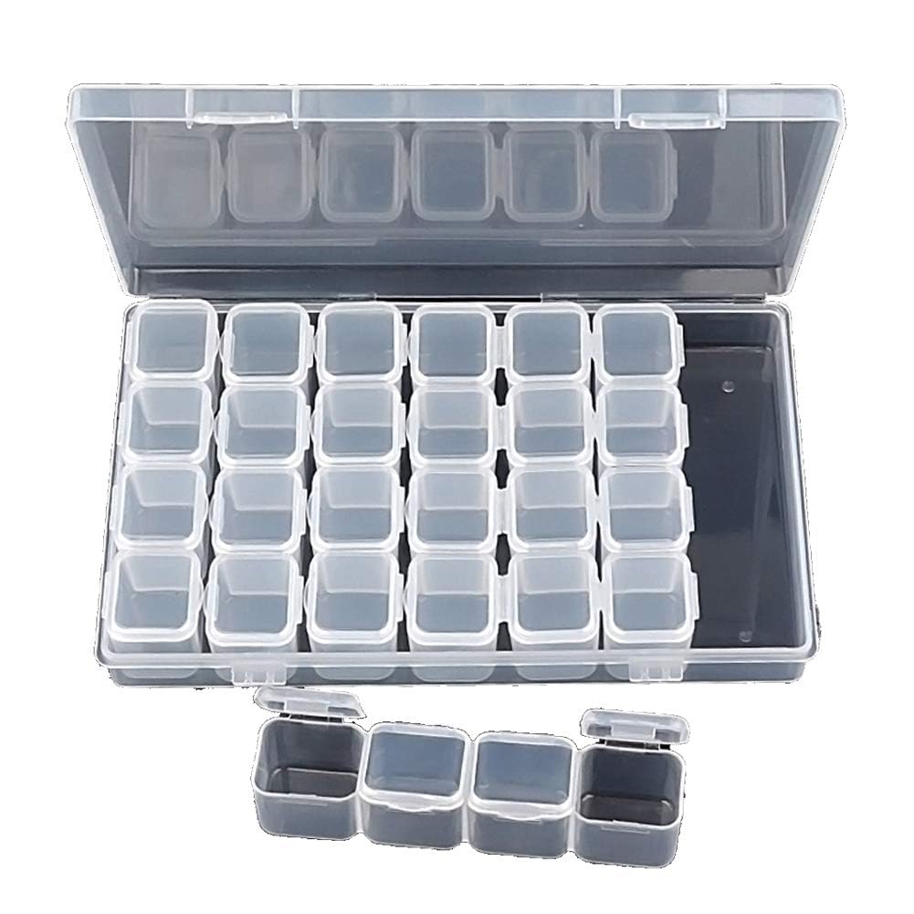 TAKVIN Compartment Clear Plastic Organizer Box with Individual Hinged Lids  Small Parts Storage Container for Jewelry, Beads, H