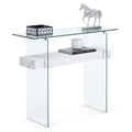 ivinta Narrow Glass Console Table with Storage Shelf, Entrance Table for Front Door, Window Table Thin Entryway Table for Small 