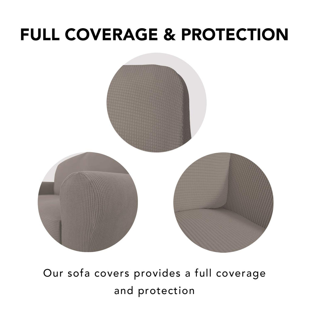 Purefit Stretch Chair Sofa Slipcover – Spandex Jacquard Non Slip Soft Couch Sofa Cover, Washable Furniture Protector With Non Skid Foam And Elastic Bottom For Kids (Chair, Taupe)