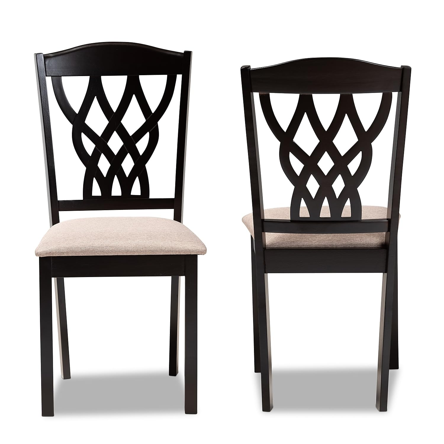 Baxton Studio Delilah Modern Fabric Dining Chair, Sand and Dark Brown, 2/Set (171-2PC-10953HT)