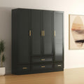71 Black Plantation Shutter Wood Four Door Four Drawer Combo Dresser