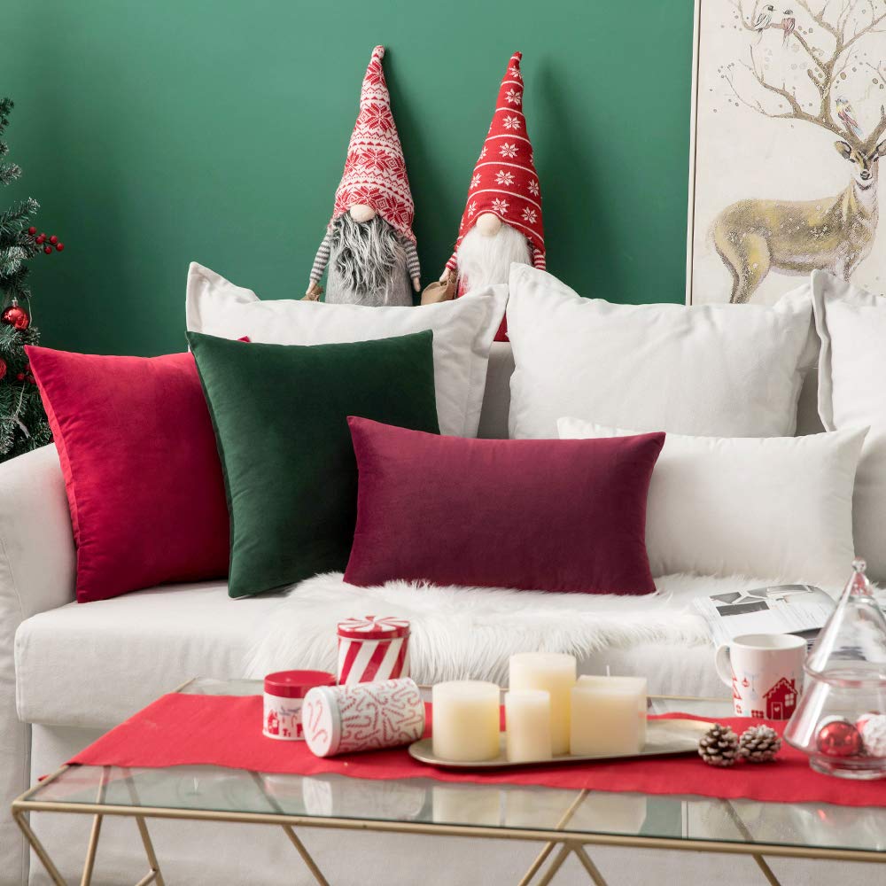 Miulee Christmas Velvet Soft Soild Decorative Square Throw Pillow Cover Cushion Case For Sofa Bedroom Car 18 X 18 Inch 45 X 45 Cm