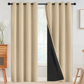Simplehome 100% Blackout Curtains For Bedroom,Thermal Insulated Grommet Window Drapes Room Darkening Beige Curtains For Living R