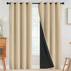 Simplehome 100% Blackout Curtains For Bedroom,Thermal Insulated Grommet Window Drapes Room Darkening Beige Curtains For Living R