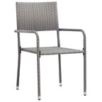 vidaXL 7-Piece Anthracite Grey Poly Rattan Patio Dining Set - Weatherproof Outdoor Furniture for Garden, Patio, Deck, includes Glass Top Table and Six Chairs