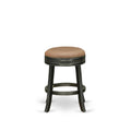 East West Furniture DVS024-112 Devers Counter Stool Bar Chair - Round Shape Brown Roast PU Leather Upholstered Pub Height Backle