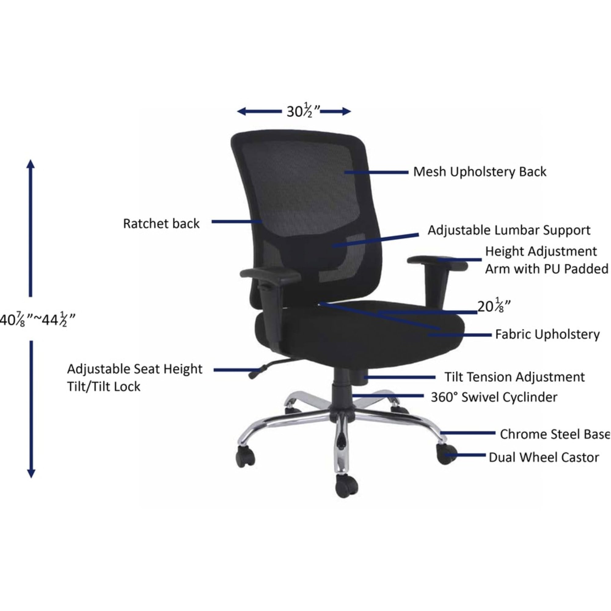 Lorell Big & Tall Mid-Back Leather Guest Chair