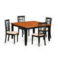 East West Furniture PFNI5-BCH-C 5 Piece Dining Table Set for 4 Includes a Square Kitchen Table with Butterfly Leaf and 4 Linen Fabric Upholstered Dinette Chairs, 54x54 Inch, Black & Cherry