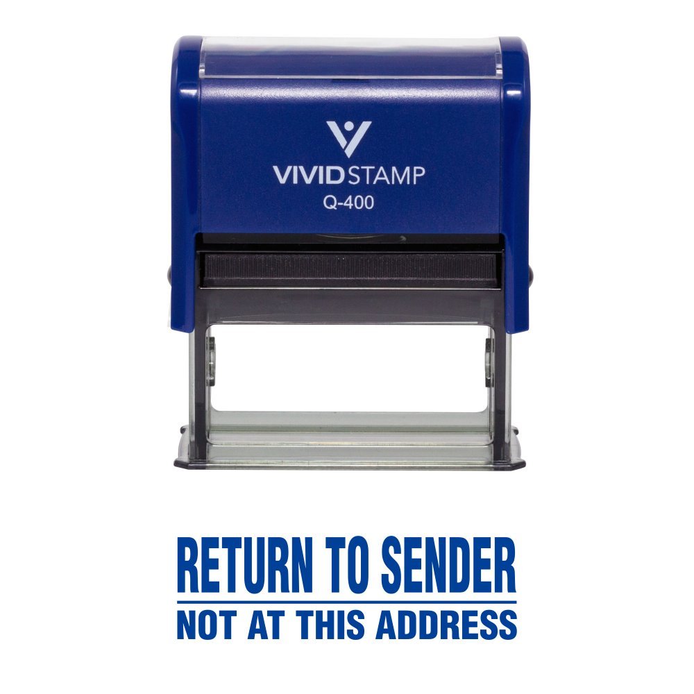 Return To Sender Not At This Address Self Inking Rubber Stamp (Blue Ink) - X-Large