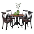 East West Furniture ANTI5-BLK-LC 5 Piece Dining Table Set for 4 Includes a Round Kitchen Table with Pedestal and 4 Faux Leather Upholstered Dinette Chairs, 36x36 Inch, Black & Cherry