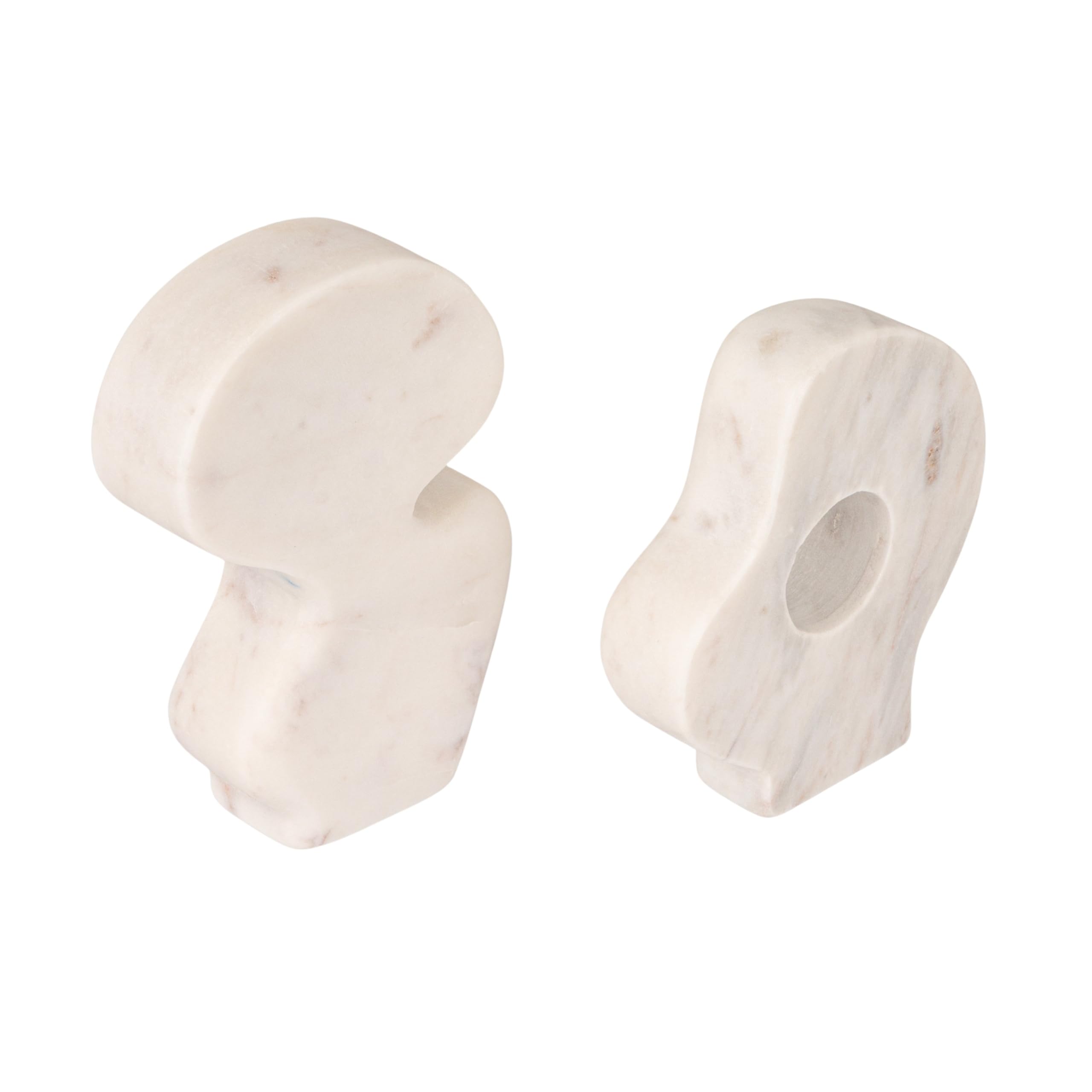Bloomingville Decorative Abstract Marble Sculptures, Set of 2 Styles, White