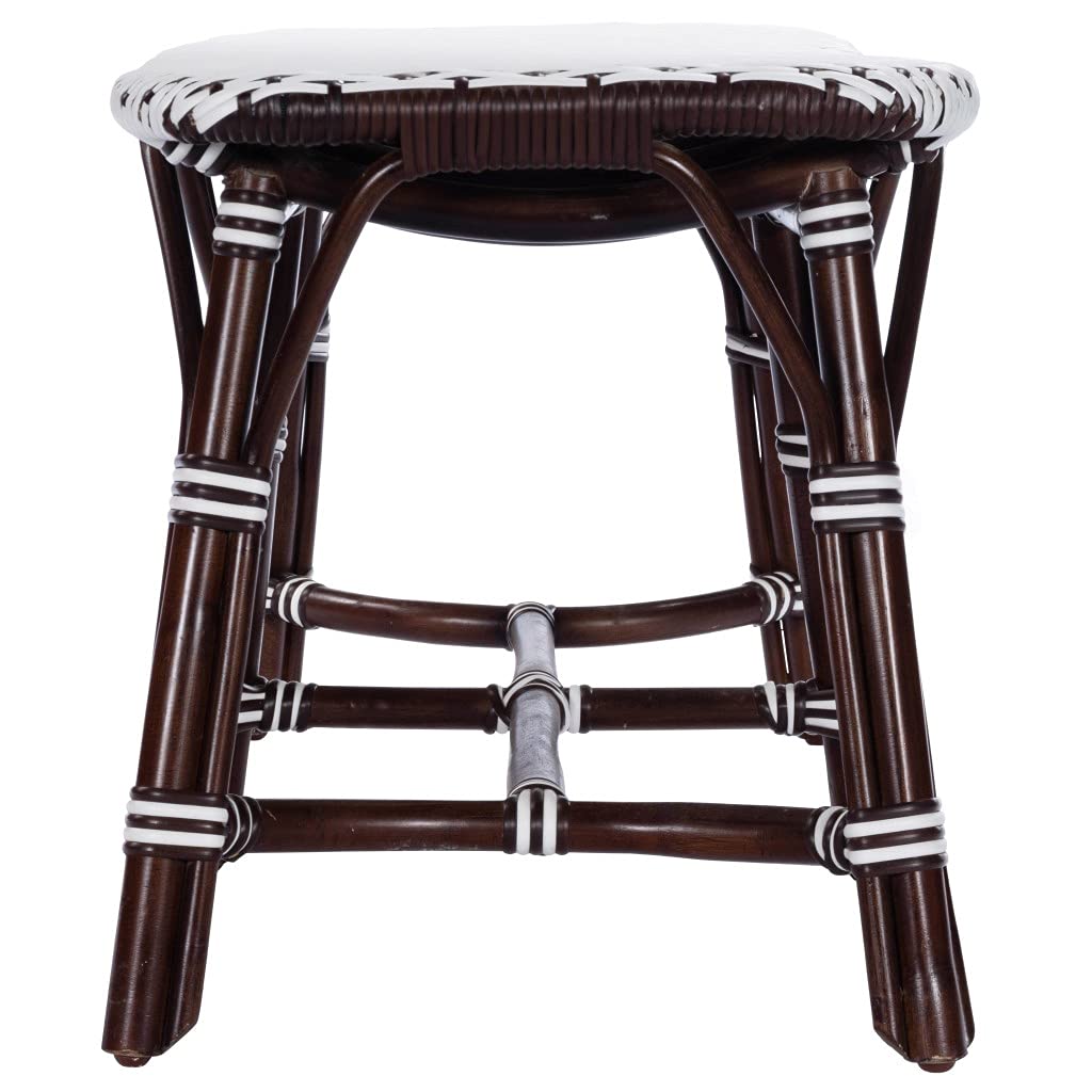 HomeRoots Rattan, Polyurethane Synthetic Rattan Dark Brown and White Rattan Bench