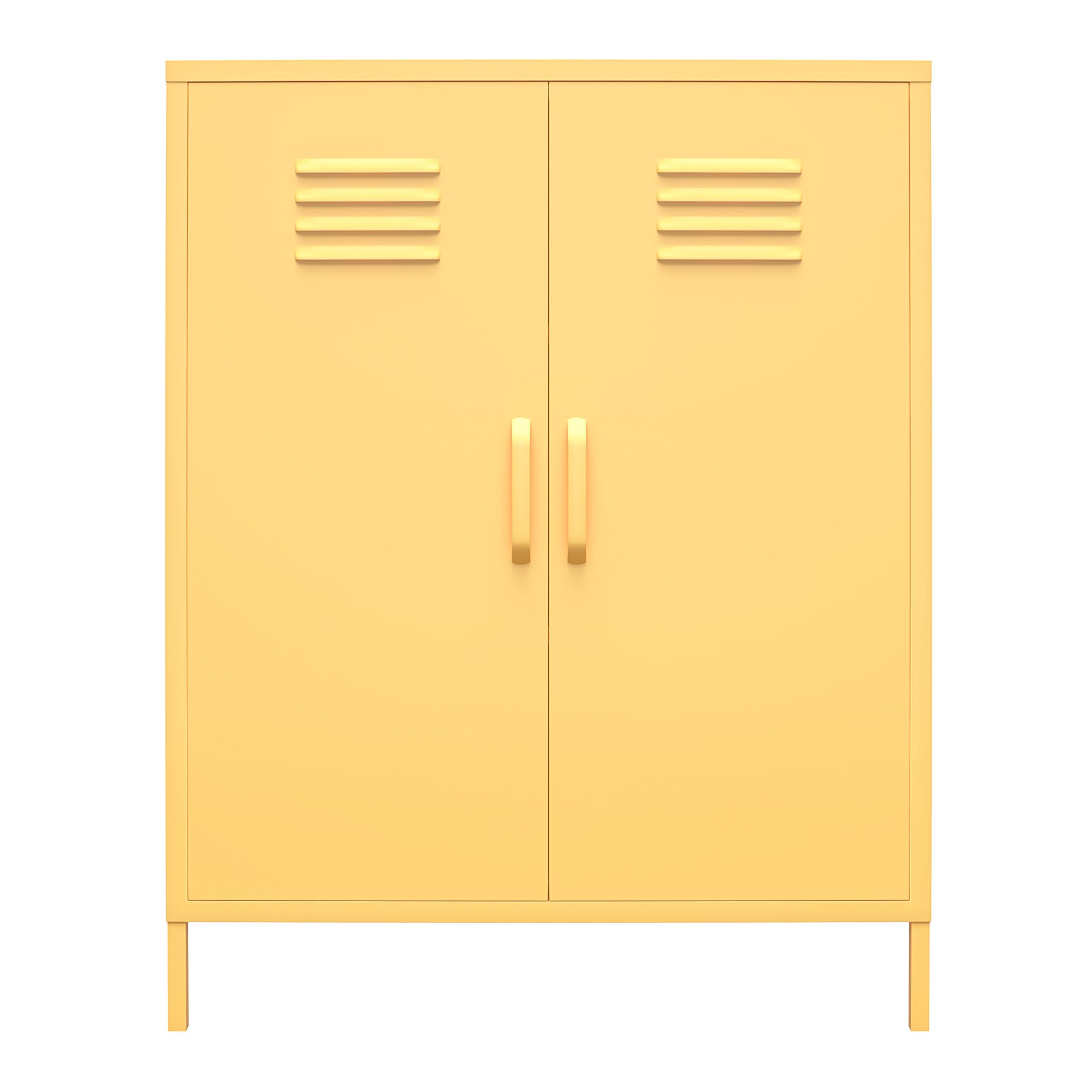 Novogratz Cache 2 Door Metal Locker Style Storage Accent Cabinet, Yellow