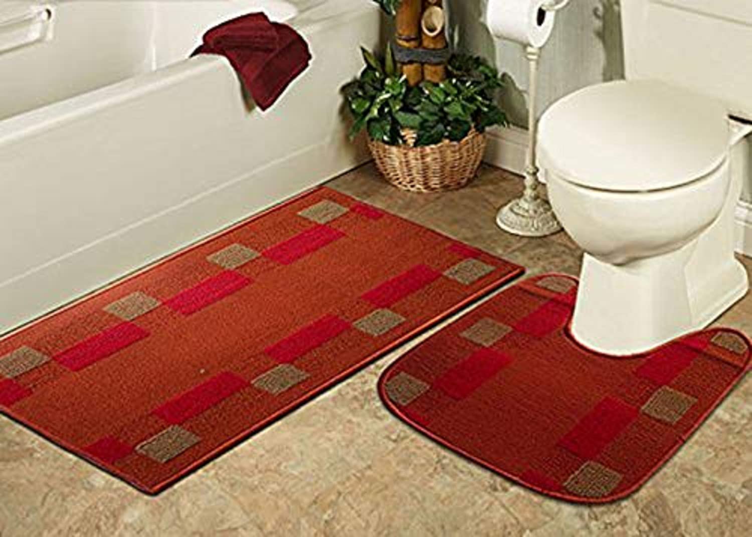 Status Cuba Polypropylene Bath Mat Set with Anti Skid Backing
